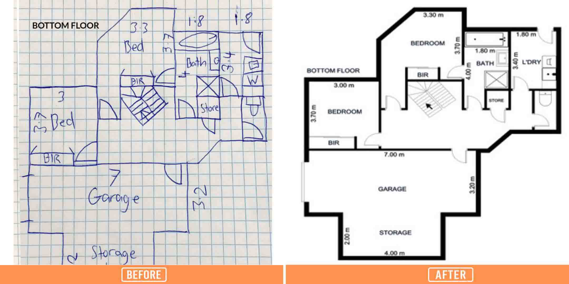 2D Black White floor plans