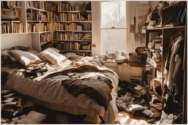 How to stage a bedroom by decluttering the mess, removing unnecessary items, and creating a clean, organized space with neutral décor