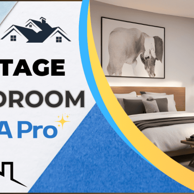How to stage a bedroom with neutral colors, a styled bed, and minimalist décor for a clean and inviting look