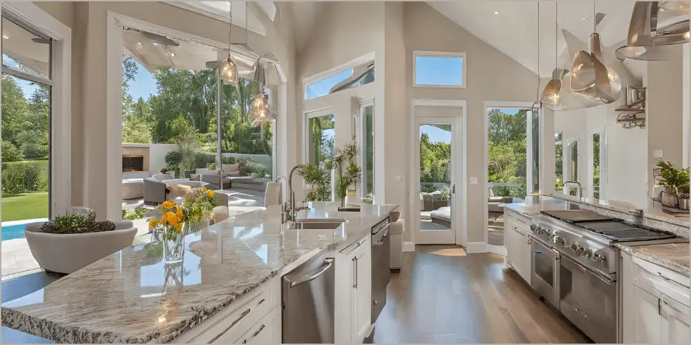 Close-Up with a Wide-Angle Lens: A detailed shot of a real estate property, captured using a wide-angle lens to highlight the interior or exterior features.