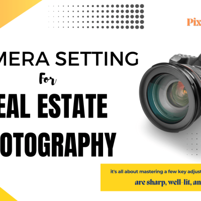 Camera settings for real estate photography with a camera on display