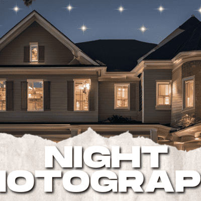 Night photography of a beautiful house illuminated at night with glowing lights, showcasing its elegance and charm
