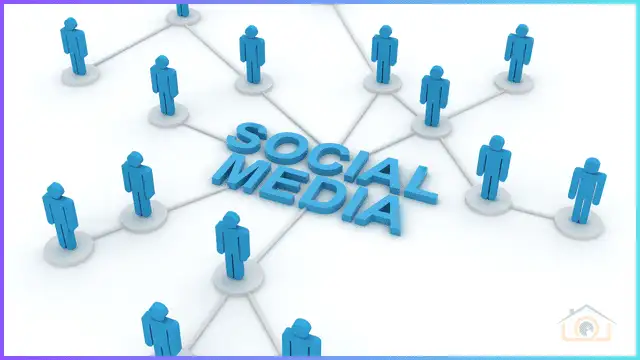 Animated text "Social Media" and person emoji connected, representing marketing for Video Walkthrough Real Estate.
