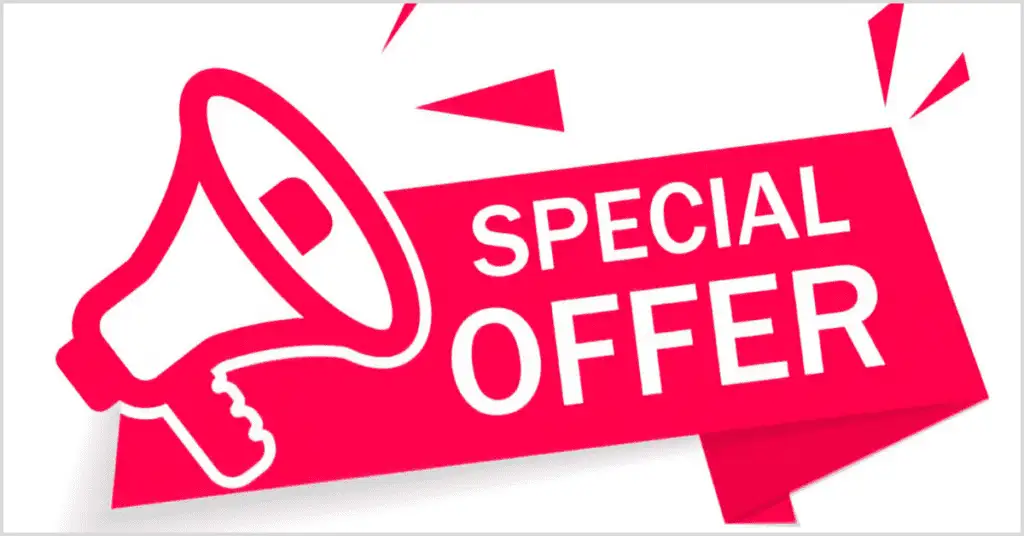Loudspeaker with text 'Special Offer' illustrating promotions and incentives for marketing a photography business