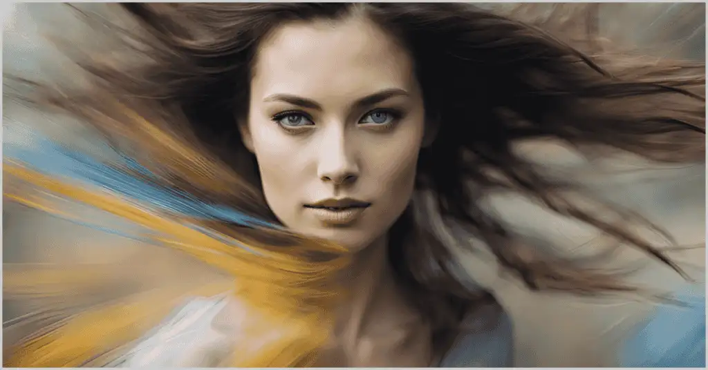 Artistic portrait of a girl's face with creative motion blur, enhanced using the Best Shutter Speed for Portraits.