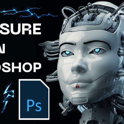 AI robot with text overlay displaying "How to Increase Exposure in Photoshop.