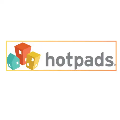 HotPads logo with colorful house icons on a white background.
