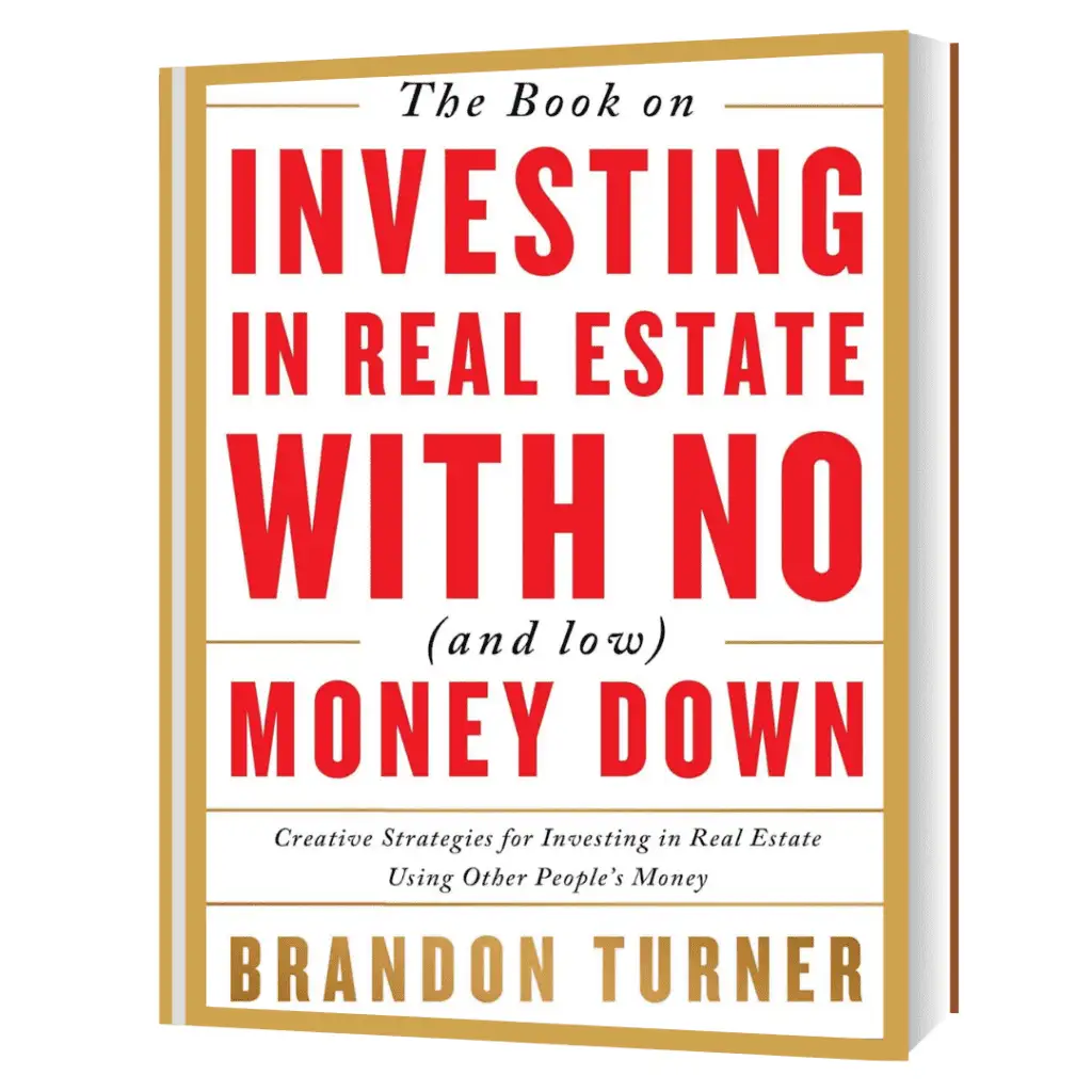 Cover of "The Book on Investing in Real Estate with No (and Low) Money Down" by Brandon Turner, with a white background and bold red title text.