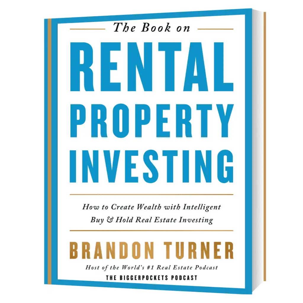 Cover of "The Book on Rental Property Investing" by Brandon Turner, featuring a blue and white design with the title in bold blue letters and the subtitle in black.