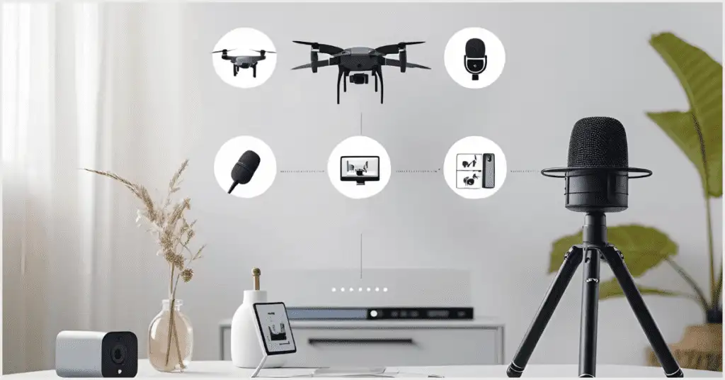 Essential tools like drones, microphones, and editing software for real estate video editing.