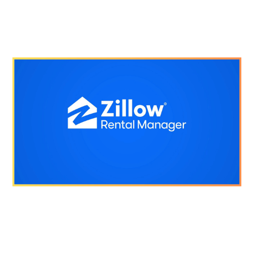 Zillow Rental Manager logo on a blue background.