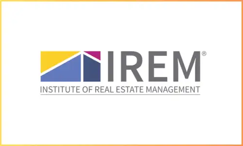 Logo of the Institute of Real Estate Management (IREM) with the text "IREM®" and "Institute of Real Estate Management" alongside a geometric design.