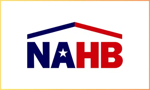 Logo of the National Association of Home Builders (NAHB) with the text "NAHB" and a house-shaped design in blue and red.