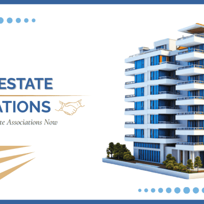 A image featuring a modern building with the text "Real Estate Associations" and "Join These 17 Real Estate Associations Now."