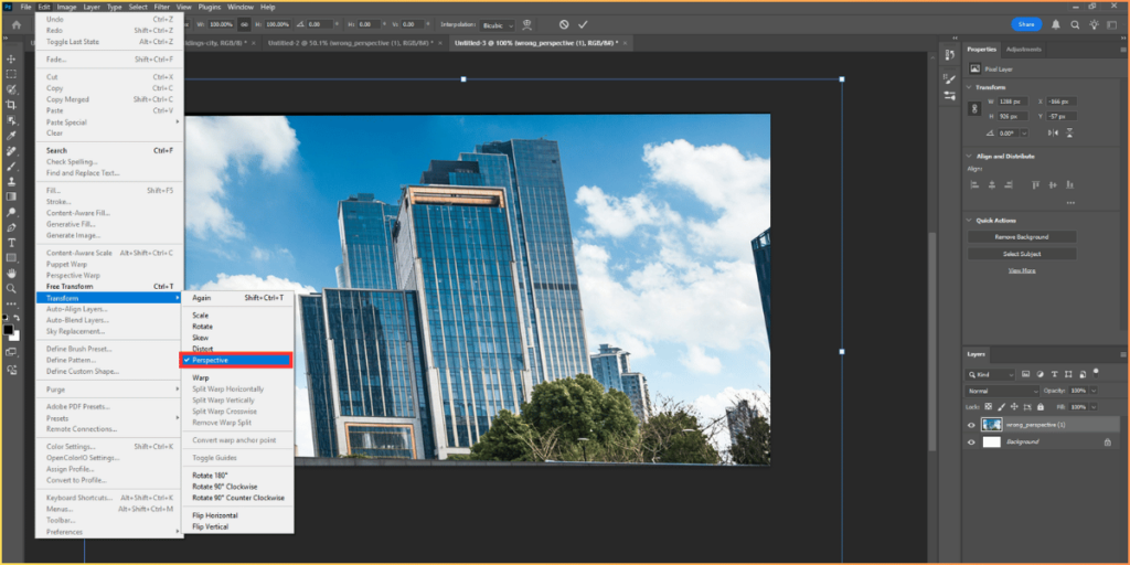 Photoshop perspective correction using Perspective Adjustment
