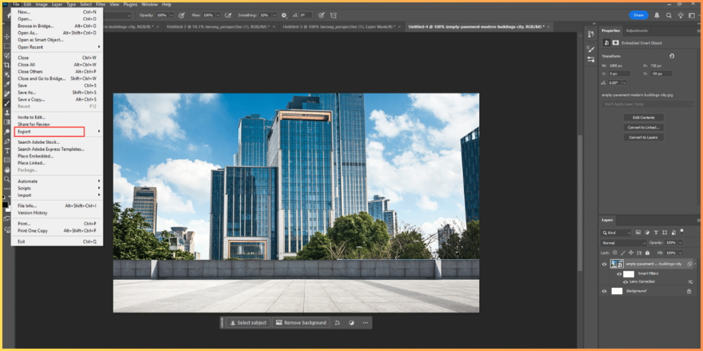 image in photoshop are ready to export