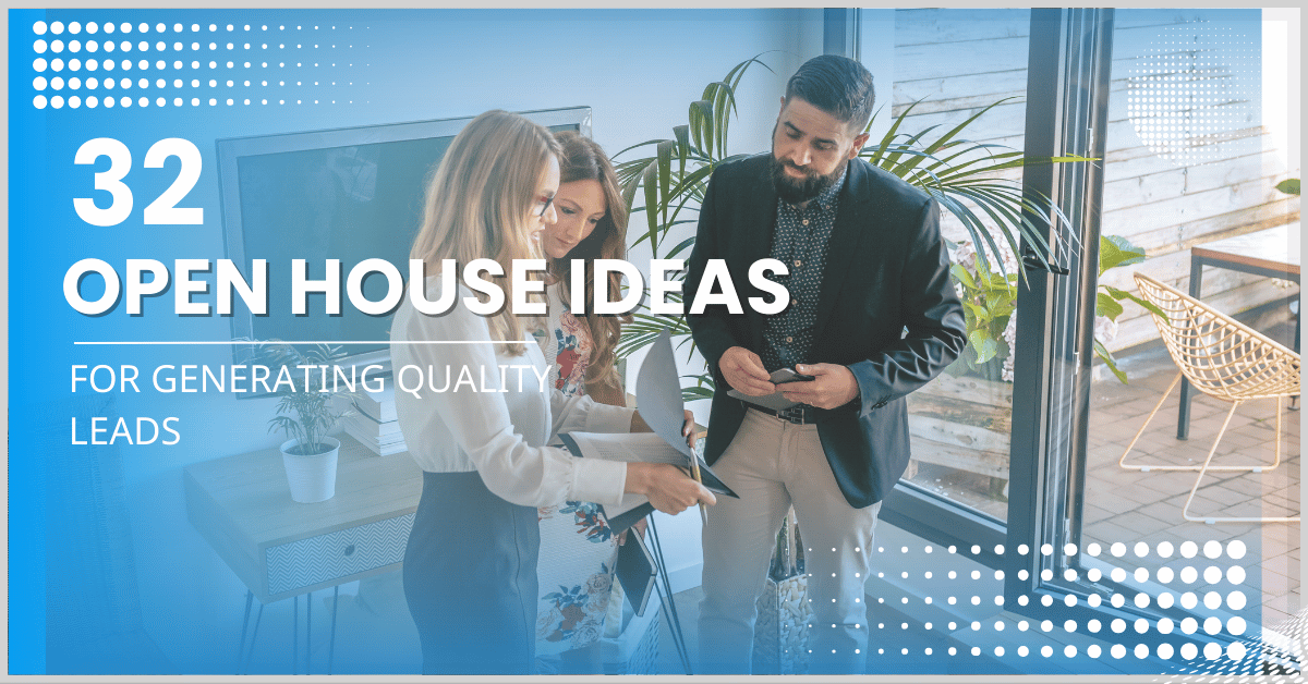 Professionals collaborating in a modern office with plants, promoting 32 open house ideas for quality leads.