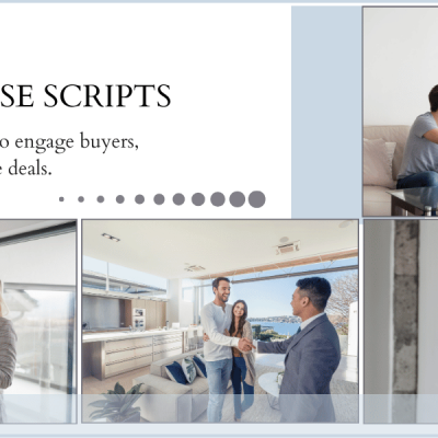 Real estate agent using open house scripts to engage buyers.