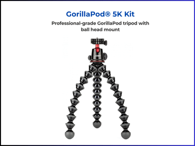 Joby Gorillapod 5K professional-grade tripod kit with ball head mount, ideal for real estate photography.