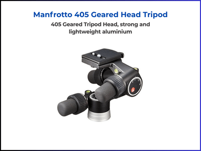 Manfrotto 405 Geared Head Tripod, a lightweight aluminum tripod, perfect for real estate photography.
