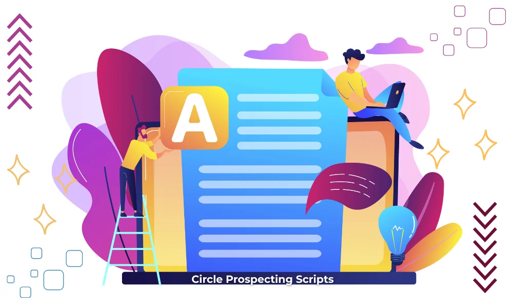 Top Circle Prospecting Scripts for Real Estate Agents – illustration of agents creating powerful circle prospecting scripts