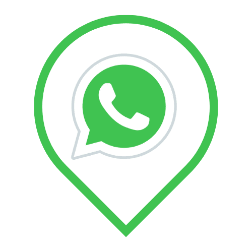 WhatsApp app icon: a green speech bubble with a white telephone handset inside a green location pin outline.