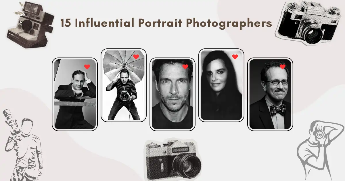 Collage featuring 15 influential portrait photographers