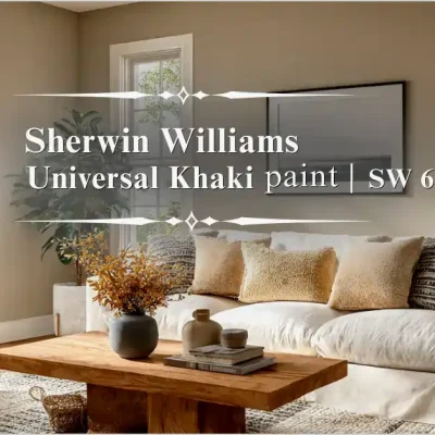 Sherwin Williams Universal Khaki Paint warm neutral living room design