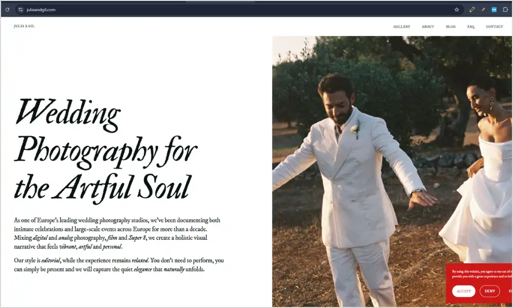 Julia and Gil – Award-Winning Photography Websites for Weddings