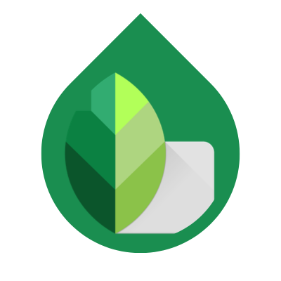 Green Snapseed app icon with leaf design inside a waterdrop shape