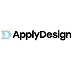 ApplyDesign logo with light blue geometric icon, a company to outsource virtual staging services