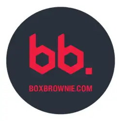 BoxBrownie logo with red bb icon on black circle, a trusted provider to outsource virtual staging services