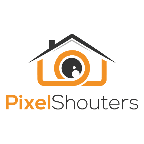 PixelShouters logo with house and camera icon, a top company to outsource virtual staging services