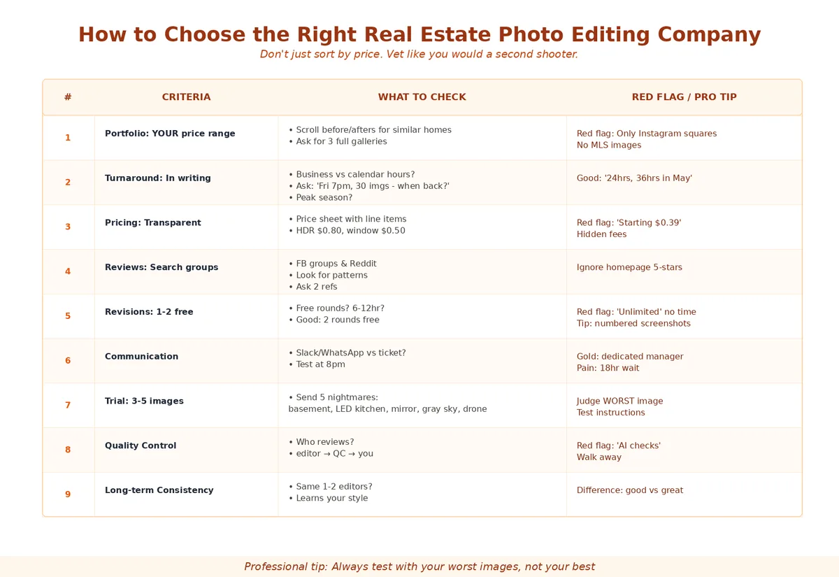 How to choose a real estate photo editing company checklist