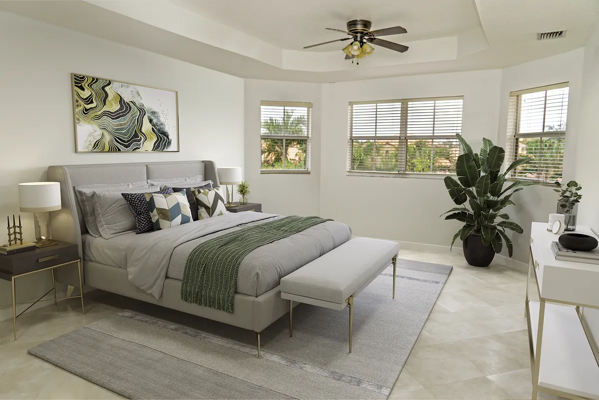 Bright bedroom virtual renovation concept shown fully for quality review by PixelShouters