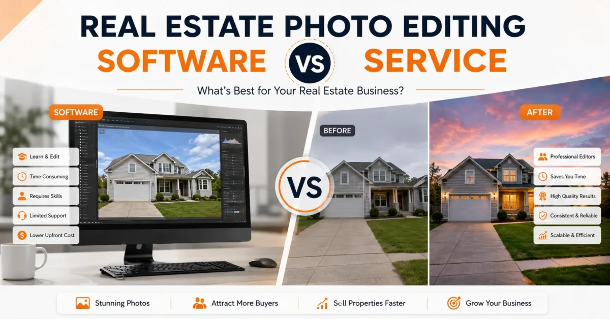 Real Estate Photo Editing Software vs. Service: A Practical Comparison