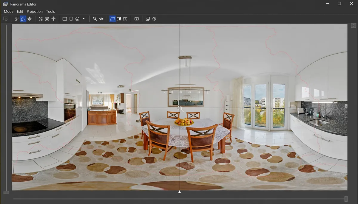 PTGui Pro panorama stitching software editing 360 kitchen panorama in Panorama Editor