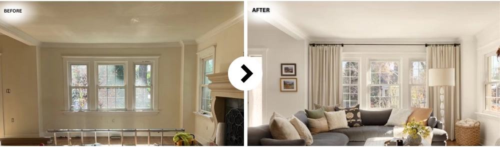 Havenly Reviews before and after living room transformation from empty to styled