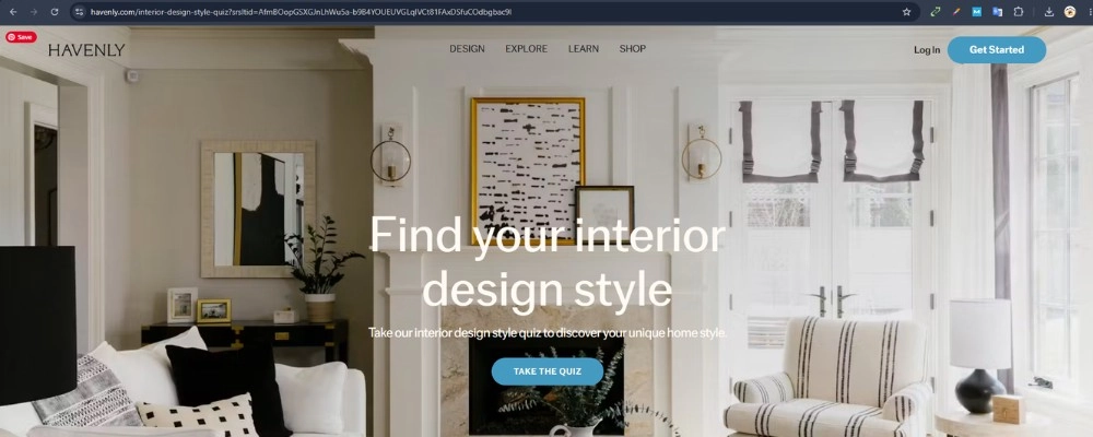 Havenly Reviews style quiz section to find your interior design style